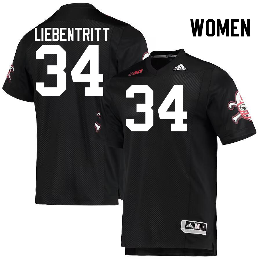 Women #34 Barret Liebentritt Nebraska Cornhuskers College Football Jerseys Stitched Sale-Black